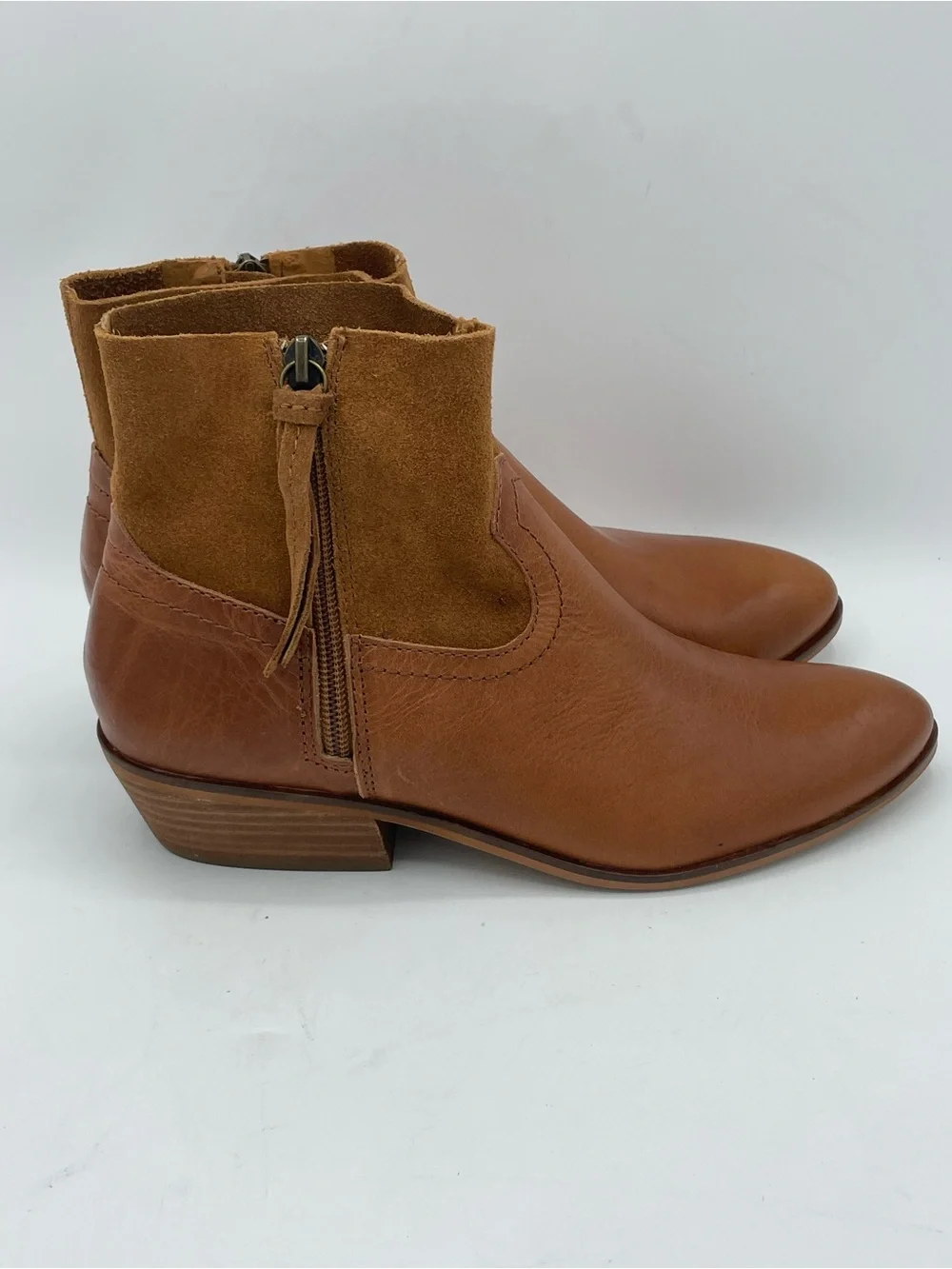 Frye & Co. “Rubie” Leather Suede Leather Ankle Boots